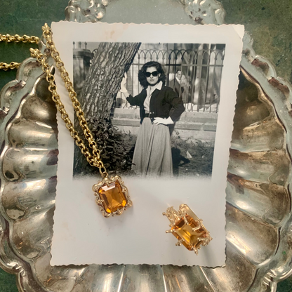 Anello regolabile "Ninetta" con quarzo citrino
