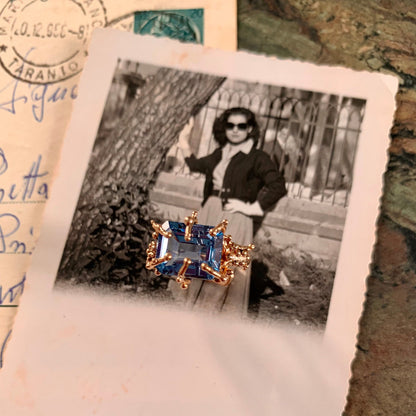 Anello "Ninetta" con pietra azzurra