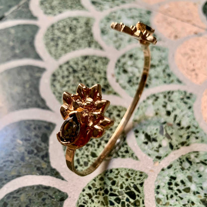 Bracciale cuff "Pavone" con quarzo fumé