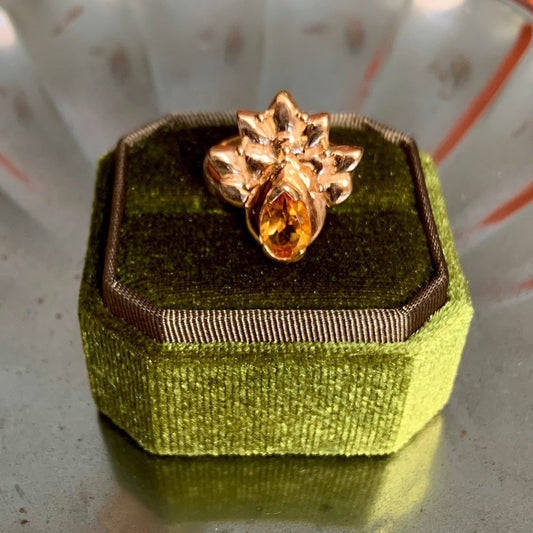 Anello "Pavone" con quarzo citrino