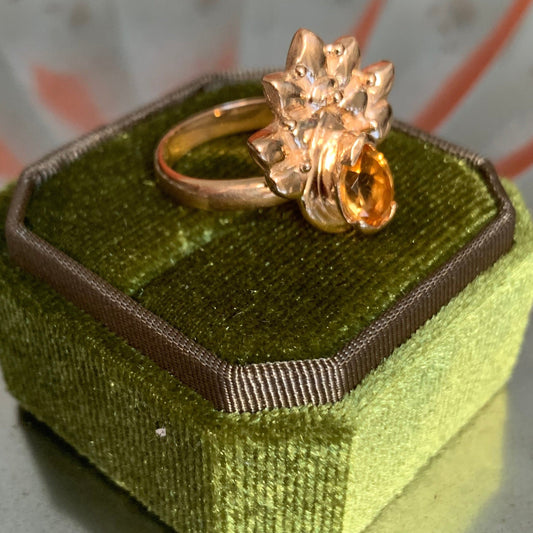 Anello "Pavone" con quarzo citrino