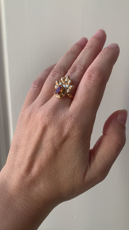 "Pavone" ring with citrine quartz