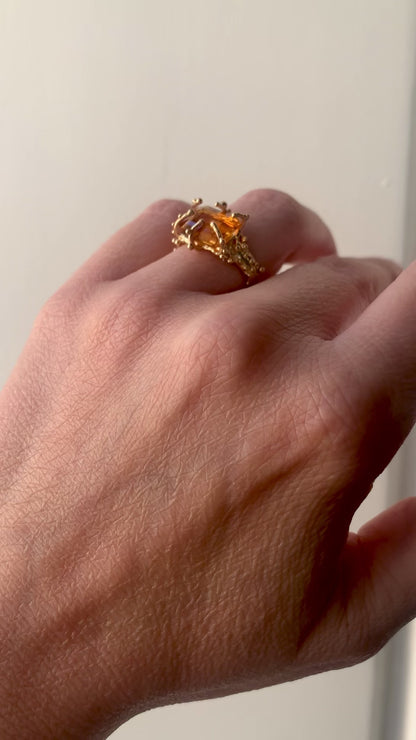 Anello regolabile "Ninetta" con quarzo citrino
