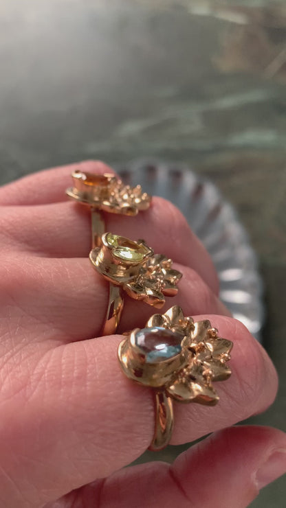 "Pavone" ring with citrine quartz
